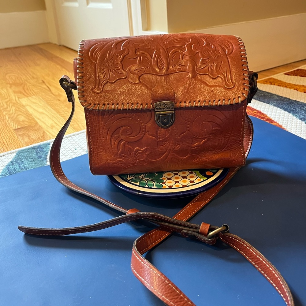 Vintage Patricia Nash Italian Leather Handbag from the 70s